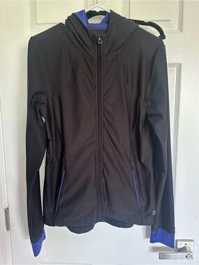 MPG Black Hooded Zip Jacket with Purple Accents